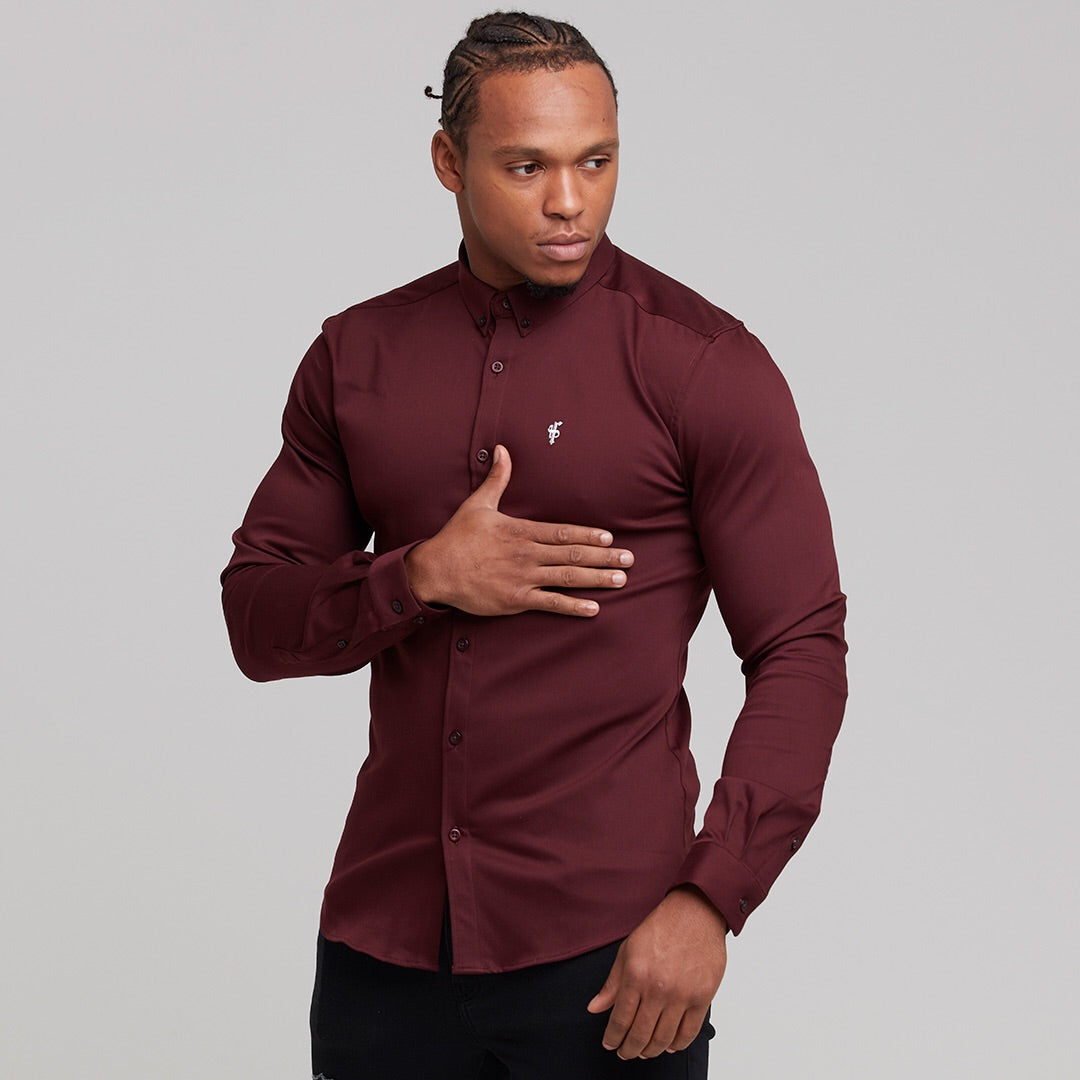 Super Slim Stretch Burgundy Denim Long Sleeve - FS212