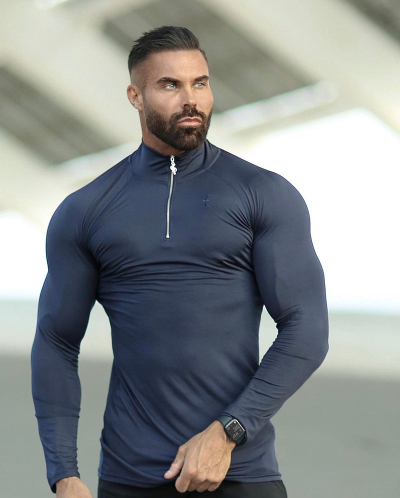 Father Sons Long Sleeve Navy Half Zip Gym Top - FSH712