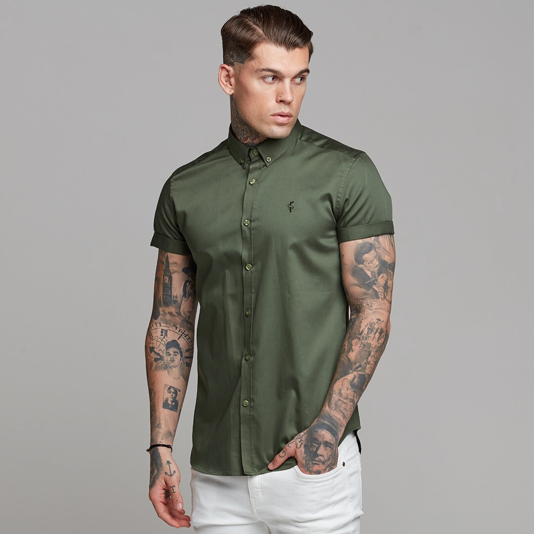 Classic Button Down Khaki Luxe Egyptian Cotton Short Sleeve - FS502 (LAST CHANCE)