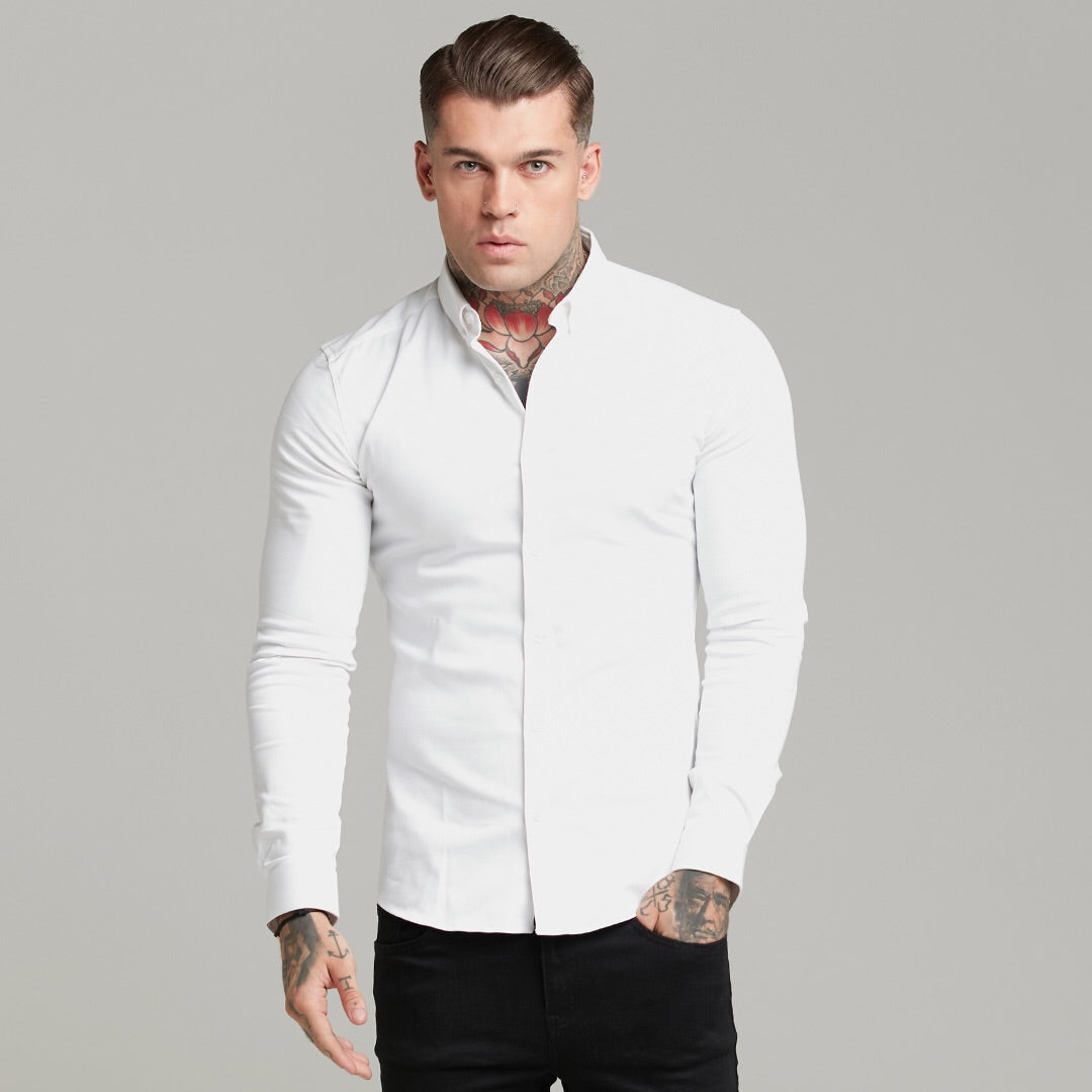 Super Slim Stretch White Denim Long Sleeve - FS597