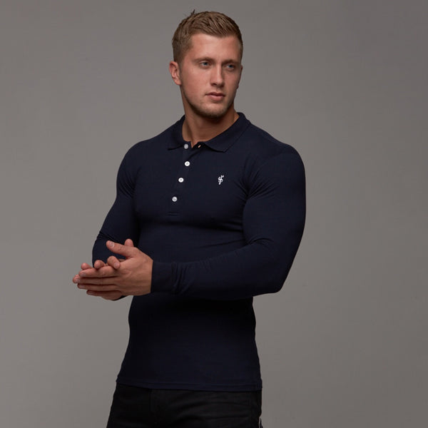 Father Sons Classic Navy Polo Long Sleeve Shirt - FSH036