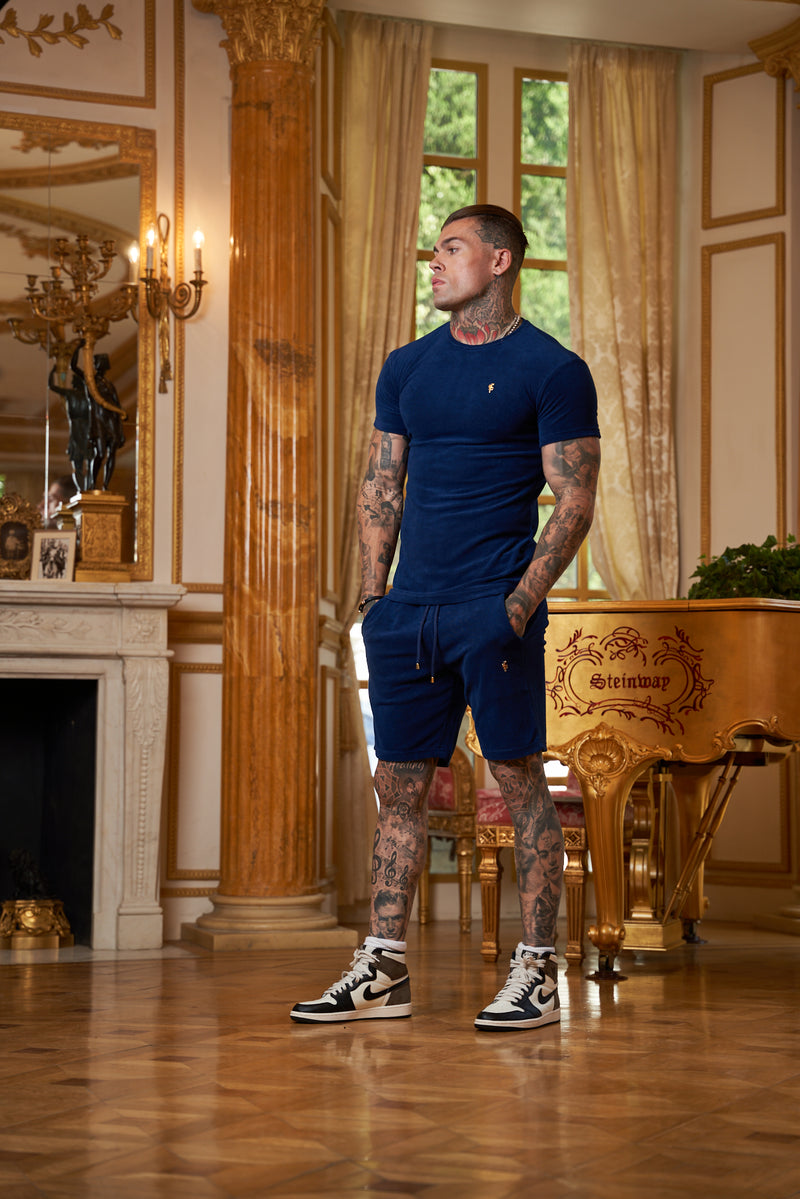 Father Sons French Navy Towelling Shorts - FSTS657