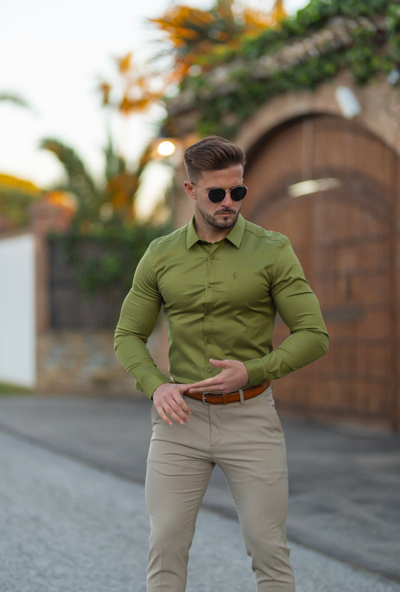 Father Sons Super Slim Luxe Ultra Stretch Classic Green Long Sleeve