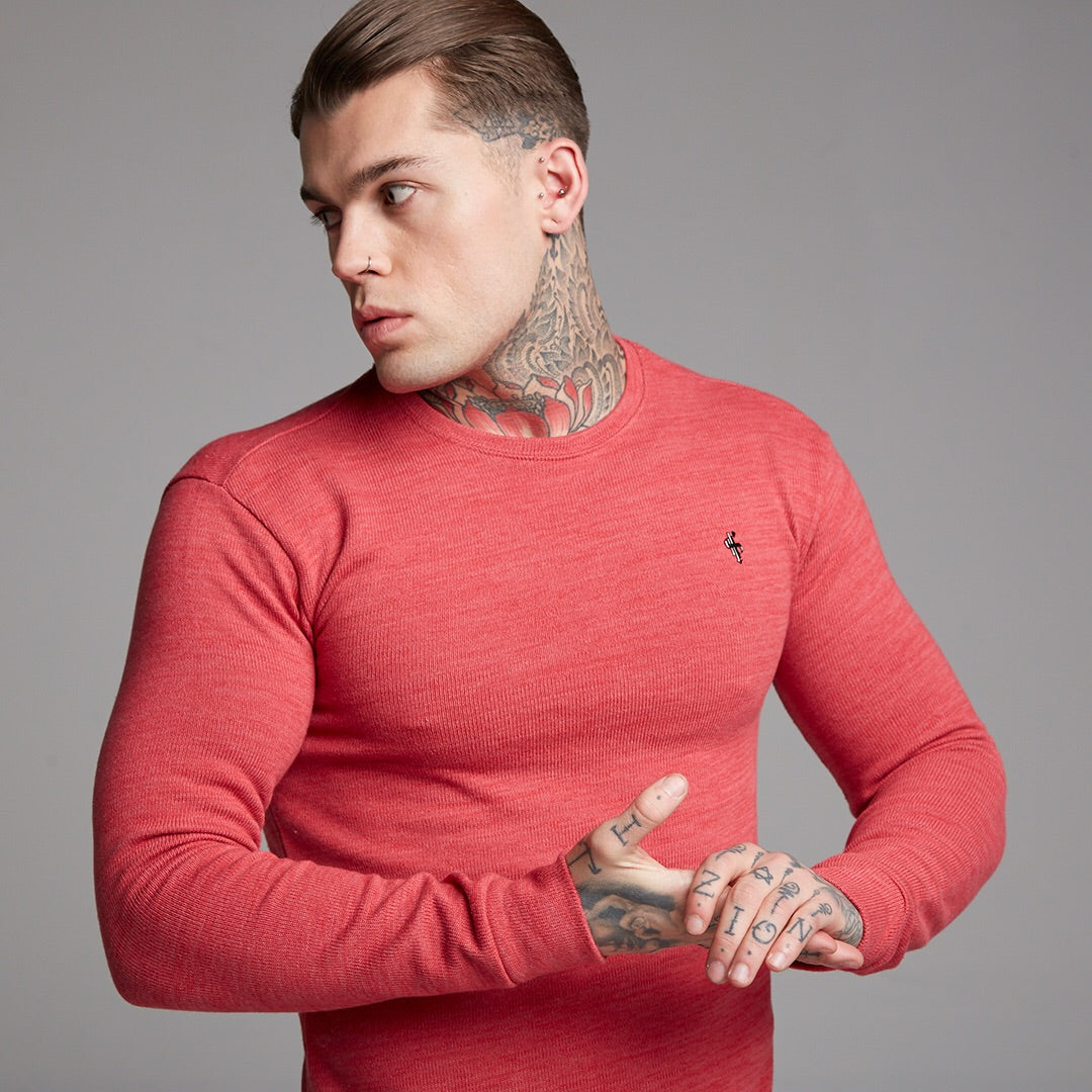 Classic Red Marl Super Slim Jumper - FSH231