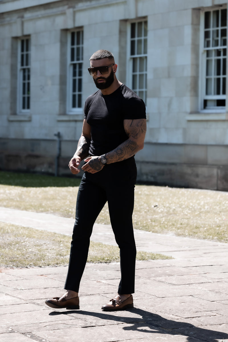 Black Shirt and Ankara Trouser Outfit