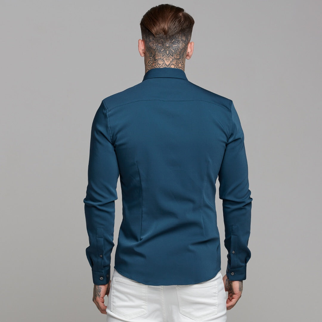 Super Slim Ultra Stretch Classic Teal (Charcoal Buttons) -  FS484