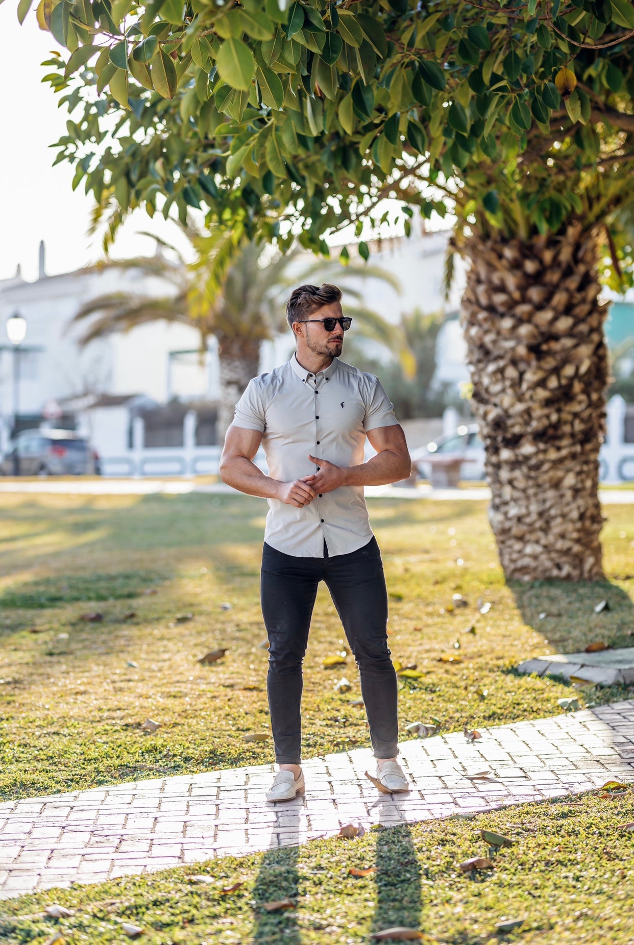 Super Slim Stretch Classic Grey Short Sleeve - FS827