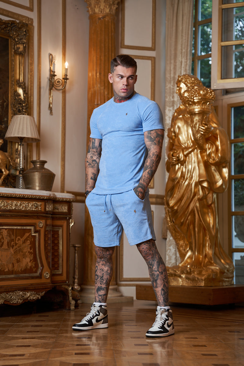 Father Sons Light Blue Towelling Shorts - FSTS661