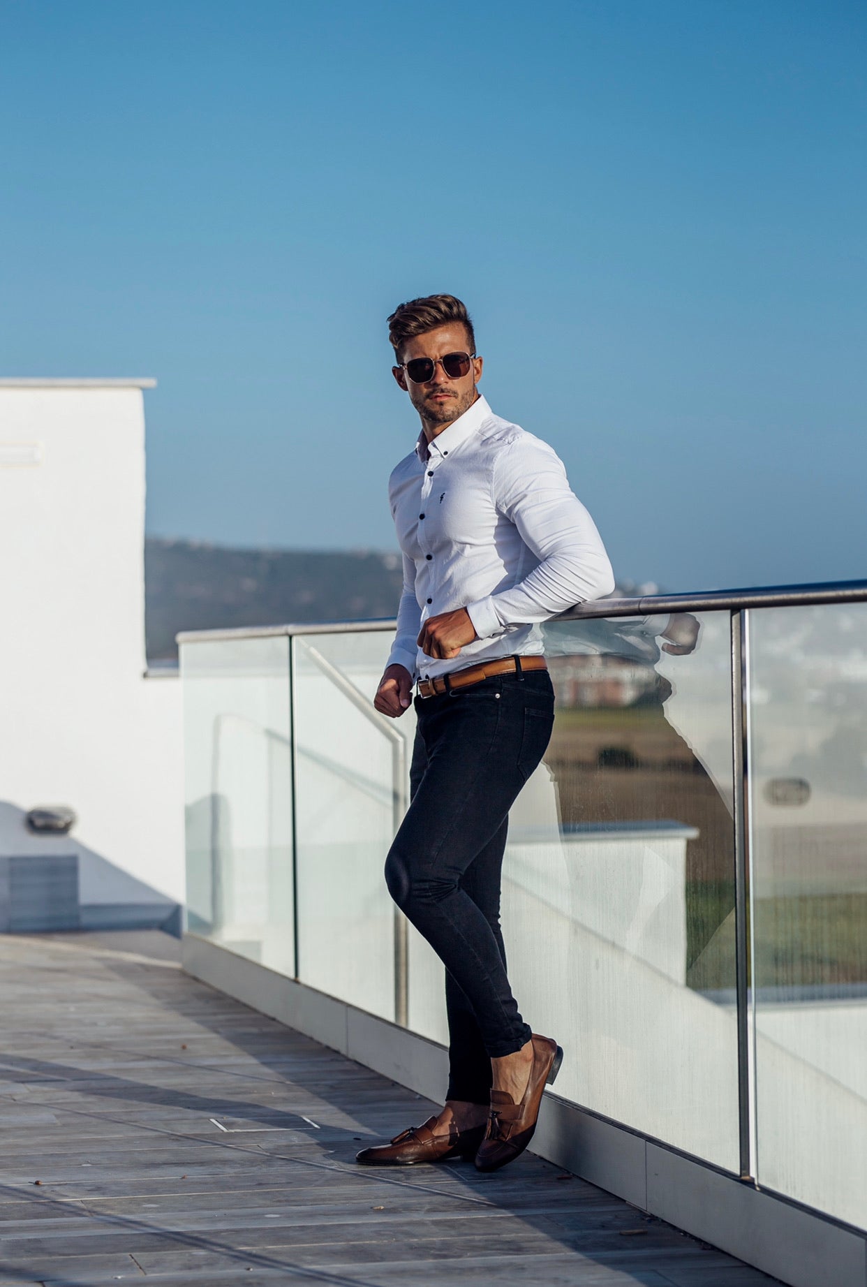 Super Slim Stretch Classic Oxford White - FS300