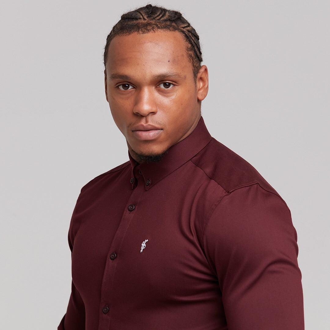 Super Slim Stretch Burgundy Denim Long Sleeve - FS212