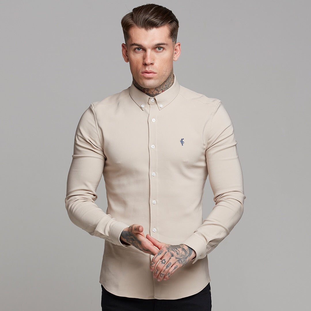 Super Slim Scuba Taupe Long Sleeve Stretch - FS486