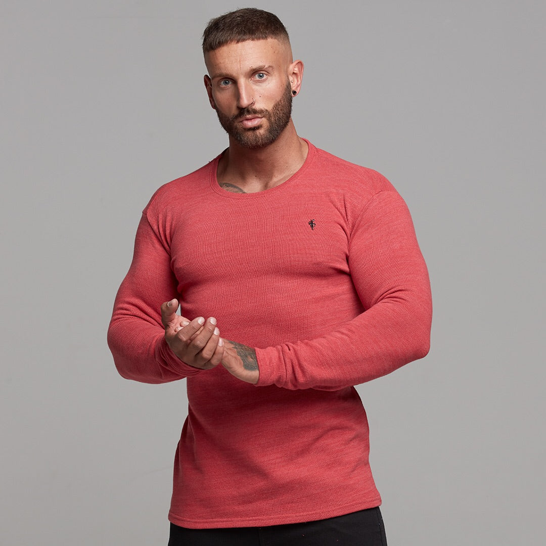Classic Red Marl Super Slim Jumper - FSH231