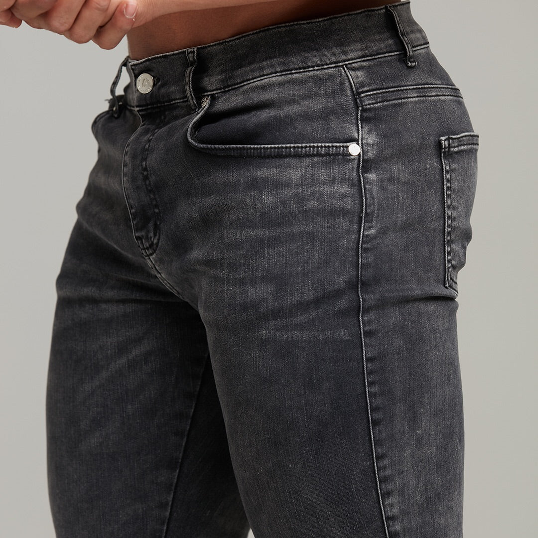 Slim Stretch Black Acid Wash Jeans - FSH301