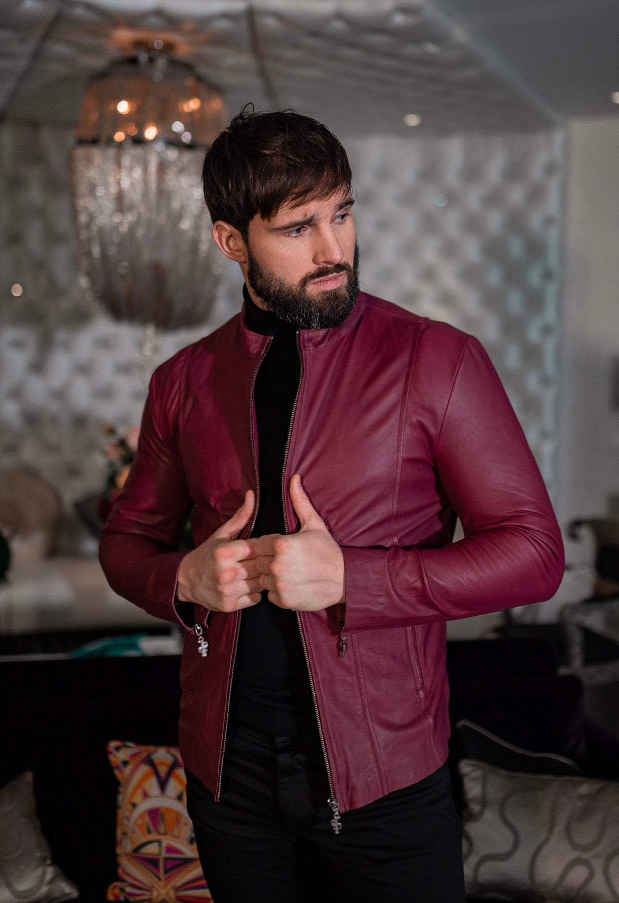 Oxblood Lambs Leather Jacket - FSH257