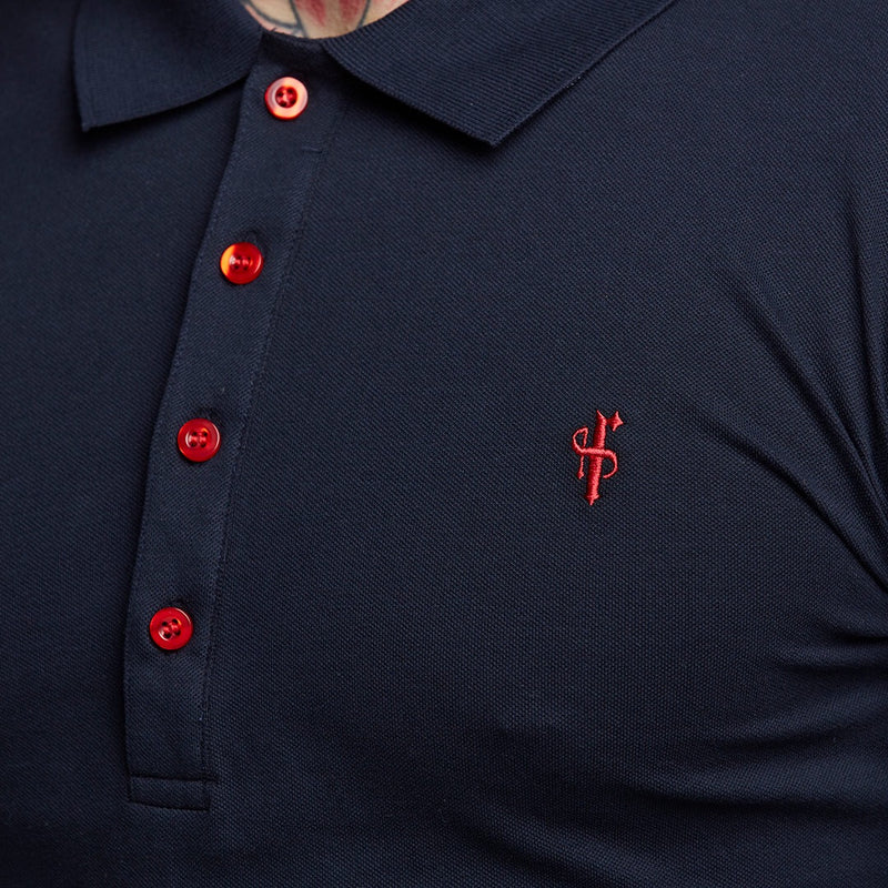Father Sons Classic Navy and Red Contrast Polo Shirt - FSH250