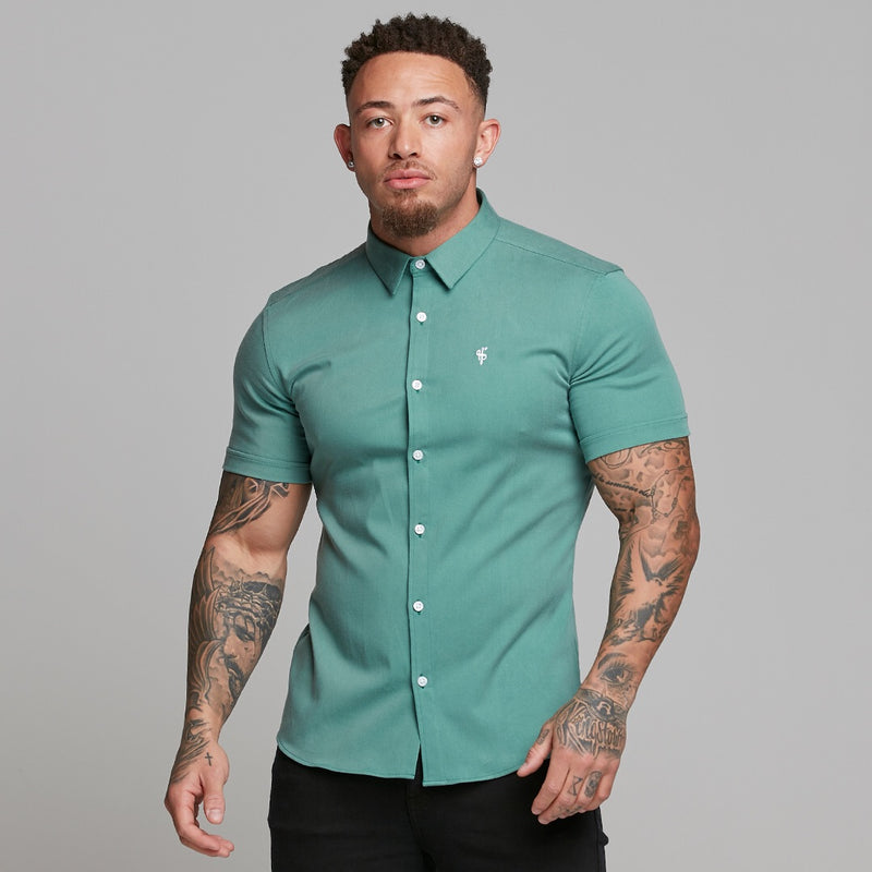 Father Sons Super Slim Luxe Ultra Stretch Petrol Green Short Sleeve -  FS521