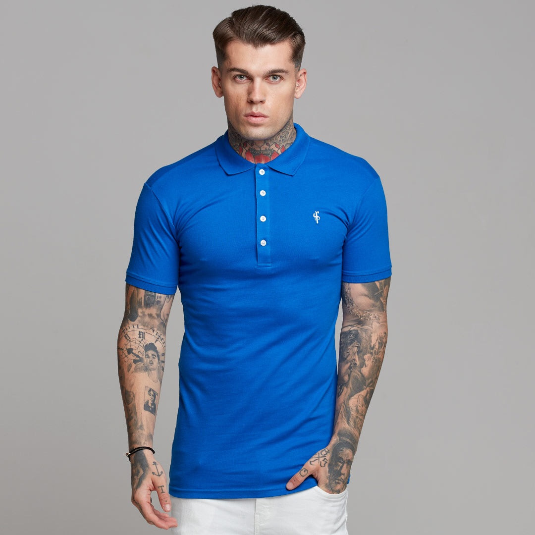 Classic Black Polo Shirt with Tonal Button and Embroidery