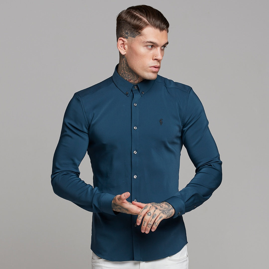 Super Slim Ultra Stretch Classic Teal (Charcoal Buttons) -  FS484