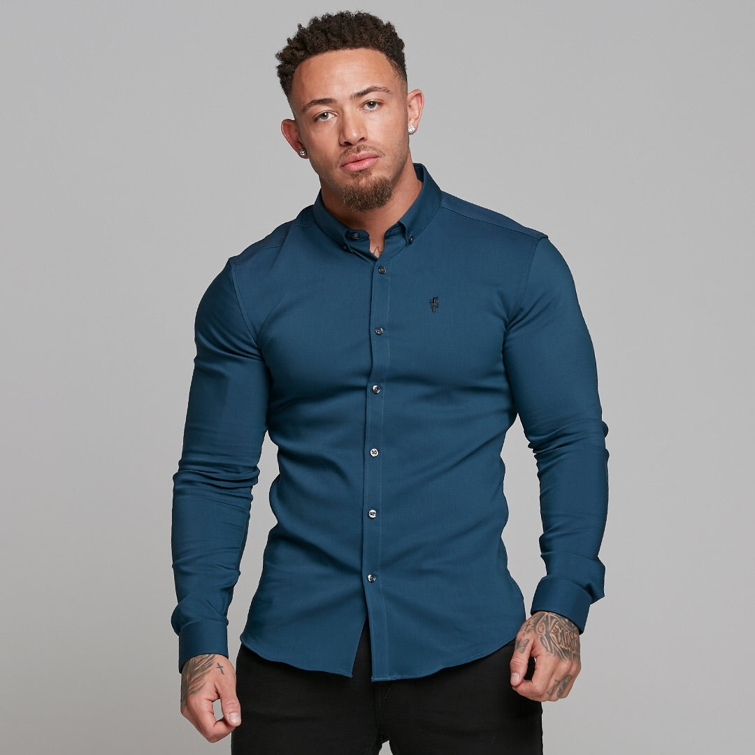 Super Slim Ultra Stretch Classic Teal (Charcoal Buttons) -  FS484