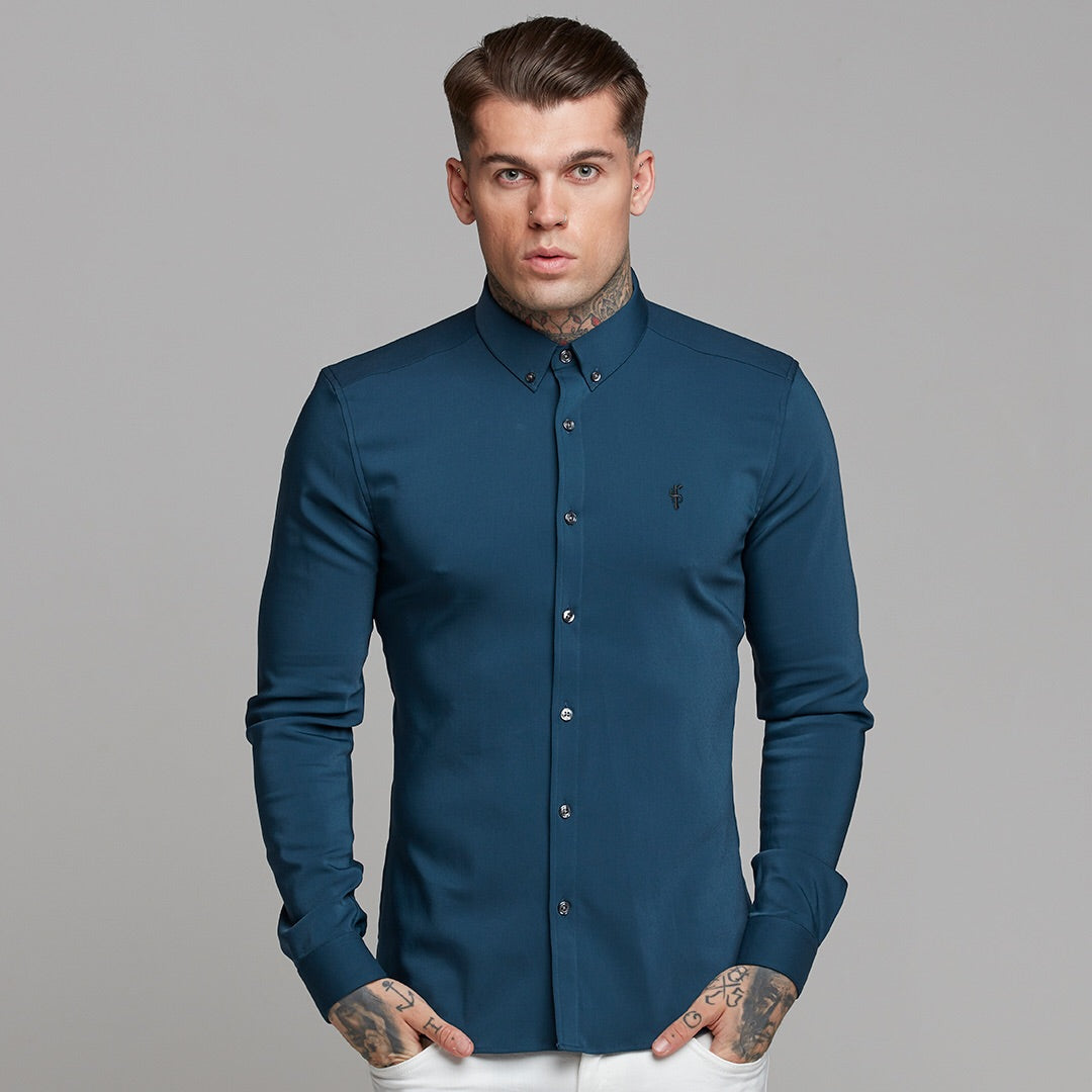 Super Slim Ultra Stretch Classic Teal (Charcoal Buttons) -  FS484