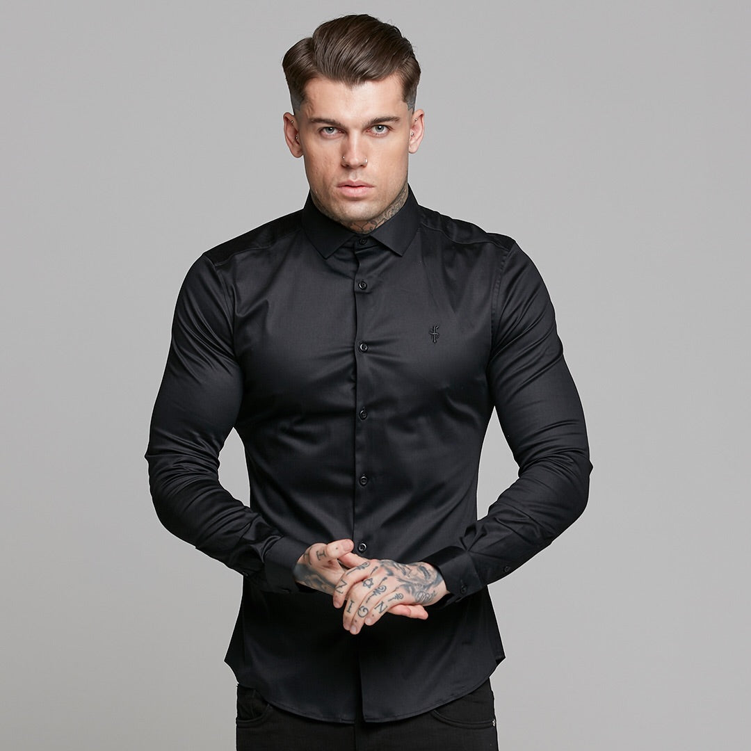 Father Sons Slim Sateen Classic Black Long Sleeve - FS545