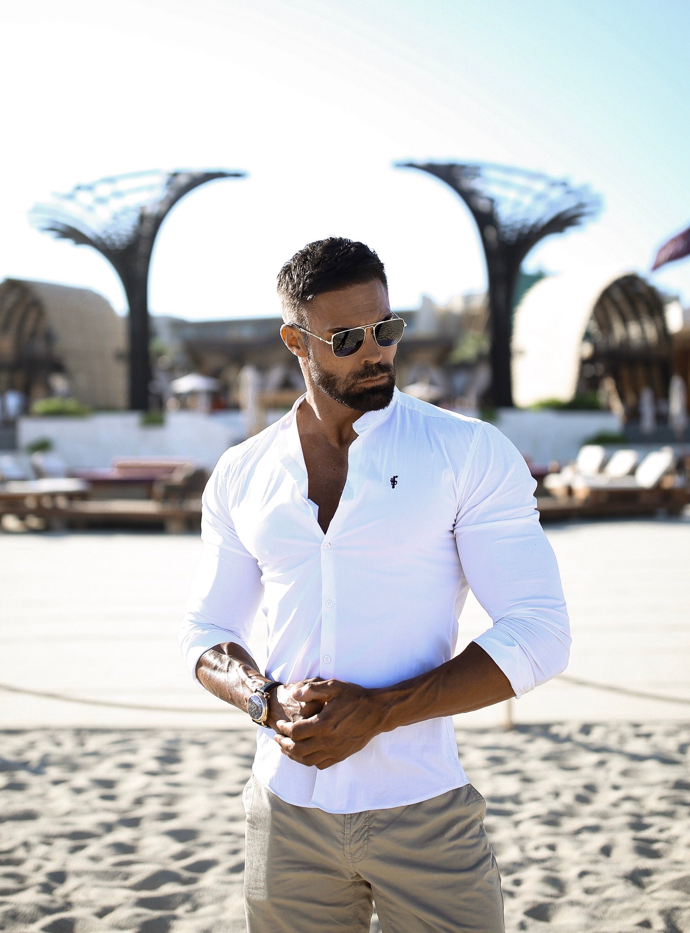 Super Slim Stretch Classic White Grandad Collar - FS170