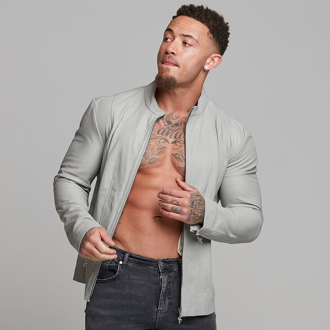 Grey Lambs Leather Jacket - FSH314