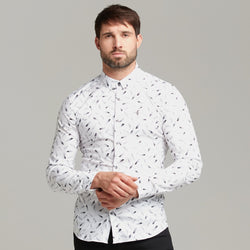 Father Sons Super Slim Stretch Feather Print Long Sleeve - FS429