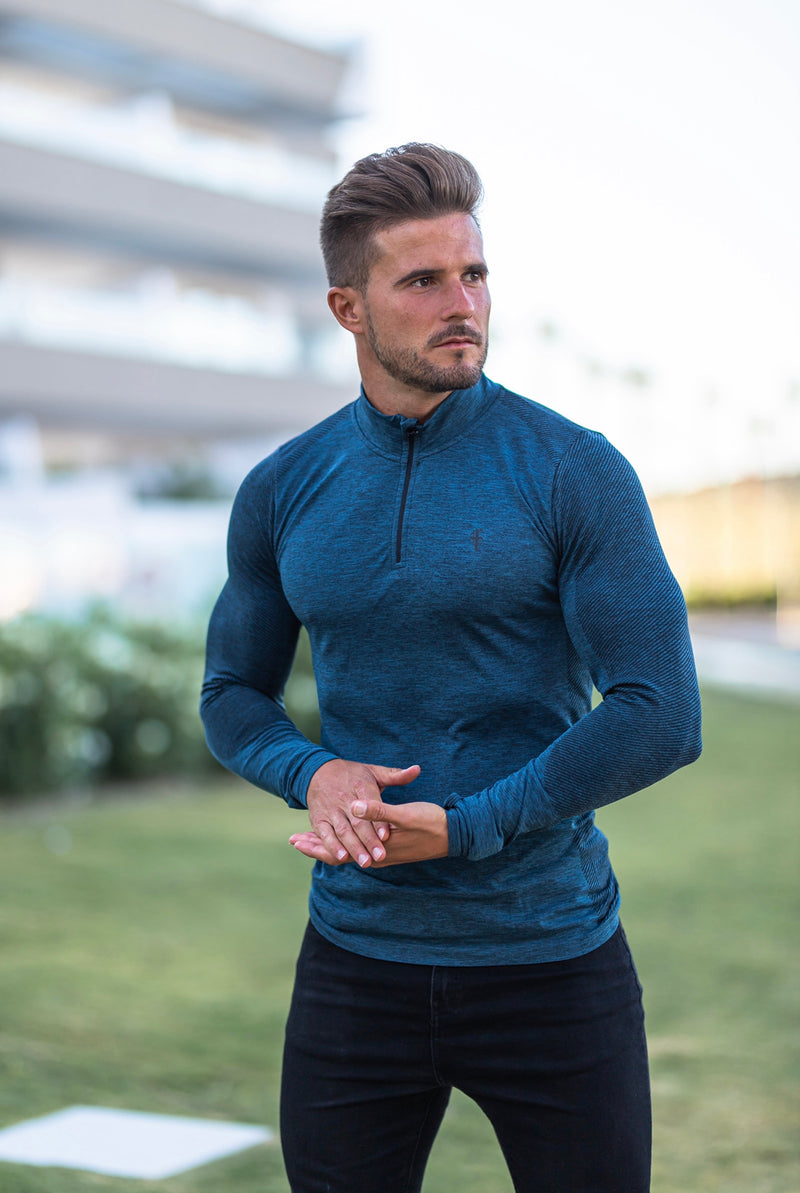 Father Sons Long sleeve Navy half zip gym top - FSM028