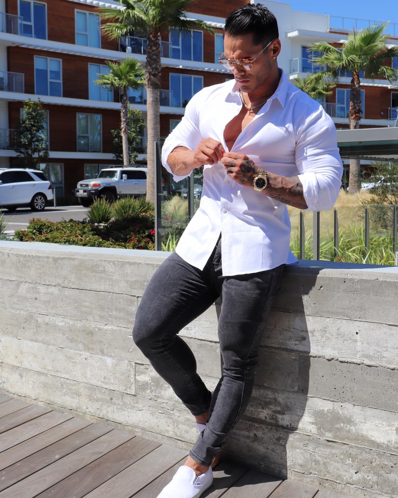 Slim Stretch Black Acid Wash Jeans - FSH301