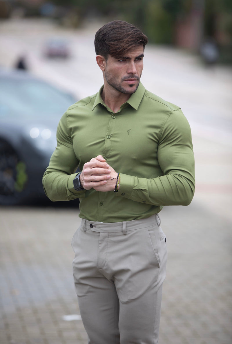 Father Sons Super Slim Luxe Ultra Stretch Classic Green Long Sleeve -  FS741