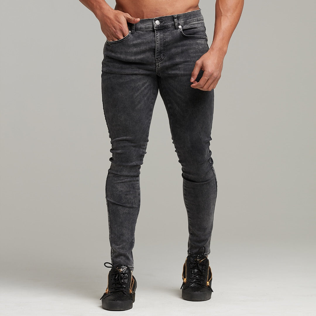 Slim Stretch Black Acid Wash Jeans - FSH301