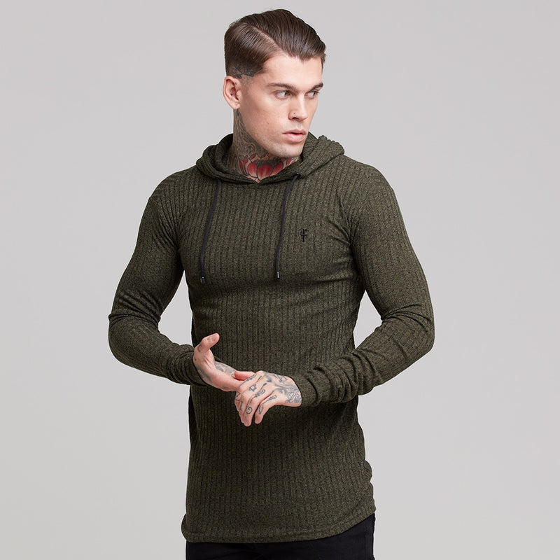 Father Sons Classic Khaki Ribbed Knit Hoodie Jumper - FSH221