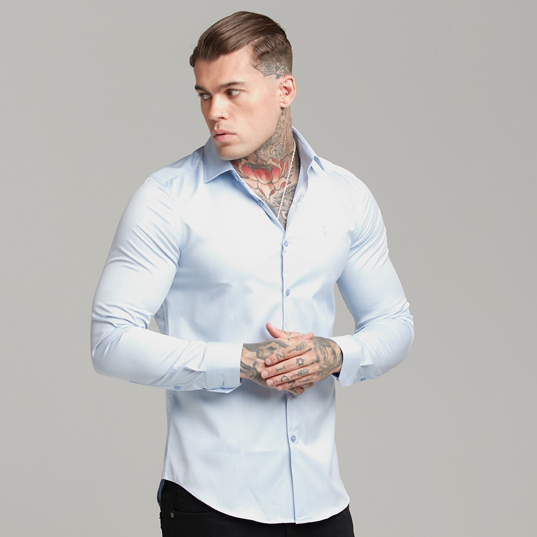 Classic Light Blue Twill Cutaway Collar - FS601