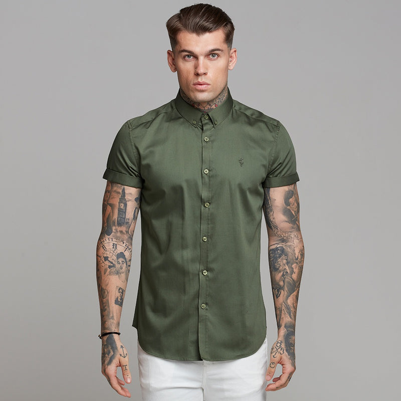 Father Sons Classic Button Down Khaki Luxe Egyptian Cotton Short Sleeve - FS502 (LAST CHANCE)
