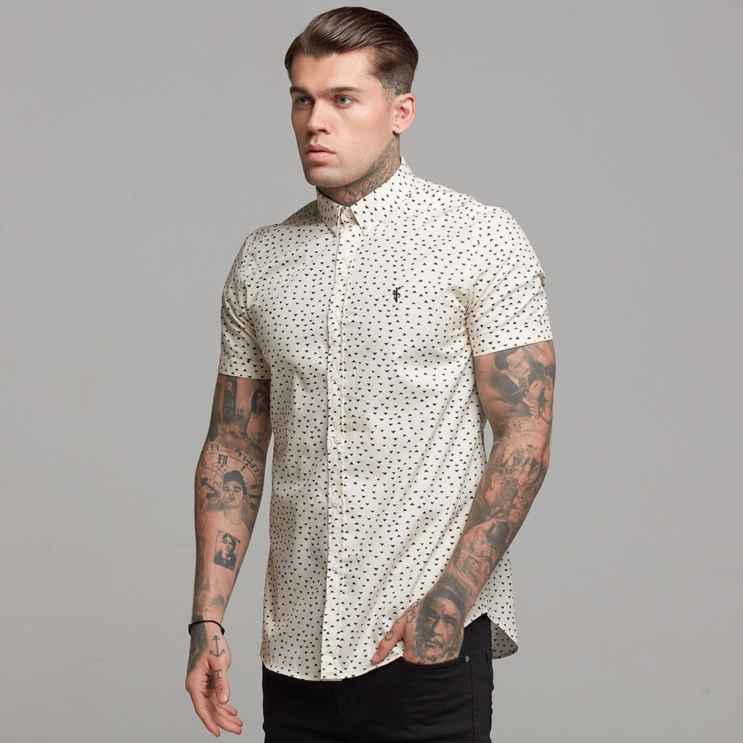 Super Slim Stretch Classic Cream and Black Poly Print - FS471