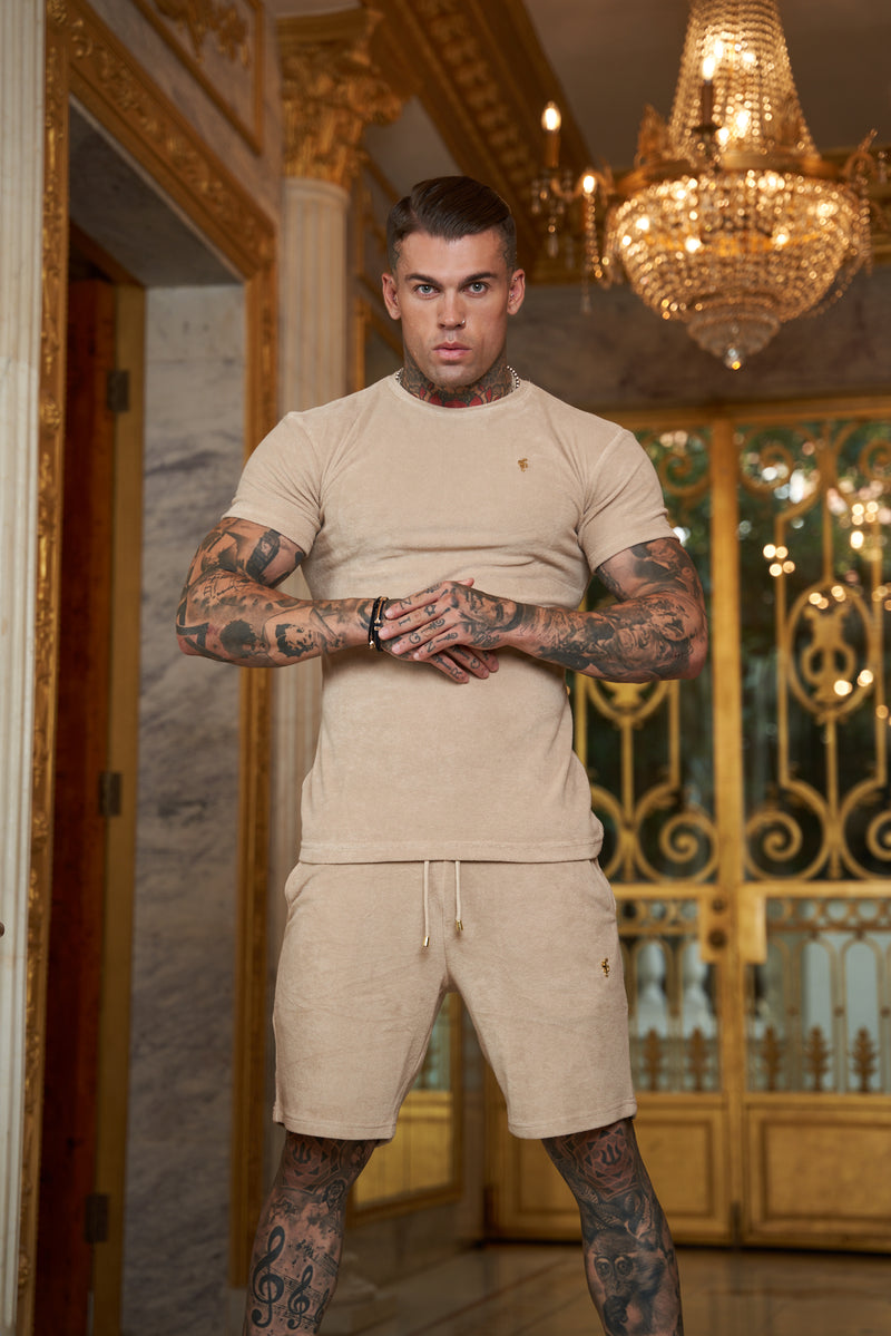 Father Sons Beige Towelling Shorts - FSTS663