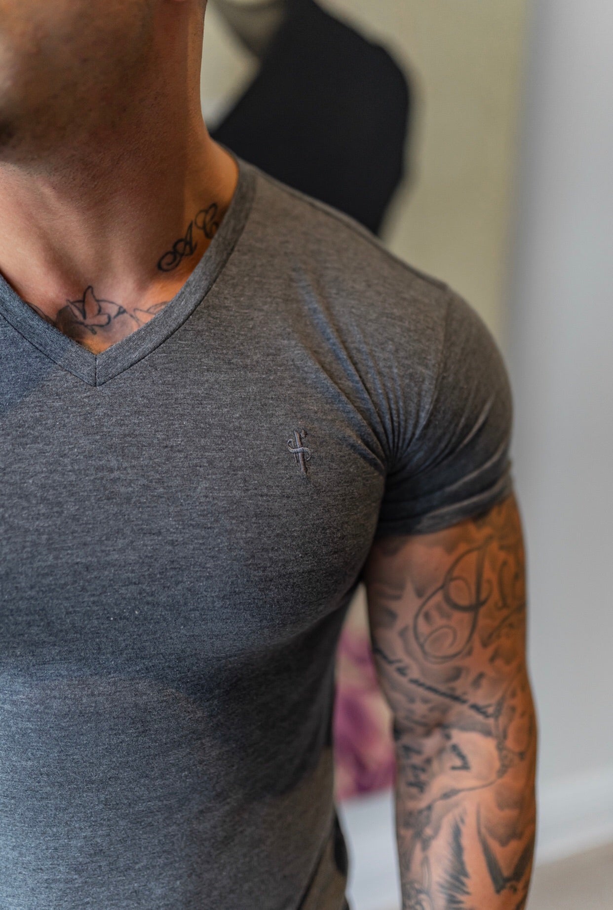 Classic Dark Grey V Neck - FSH362