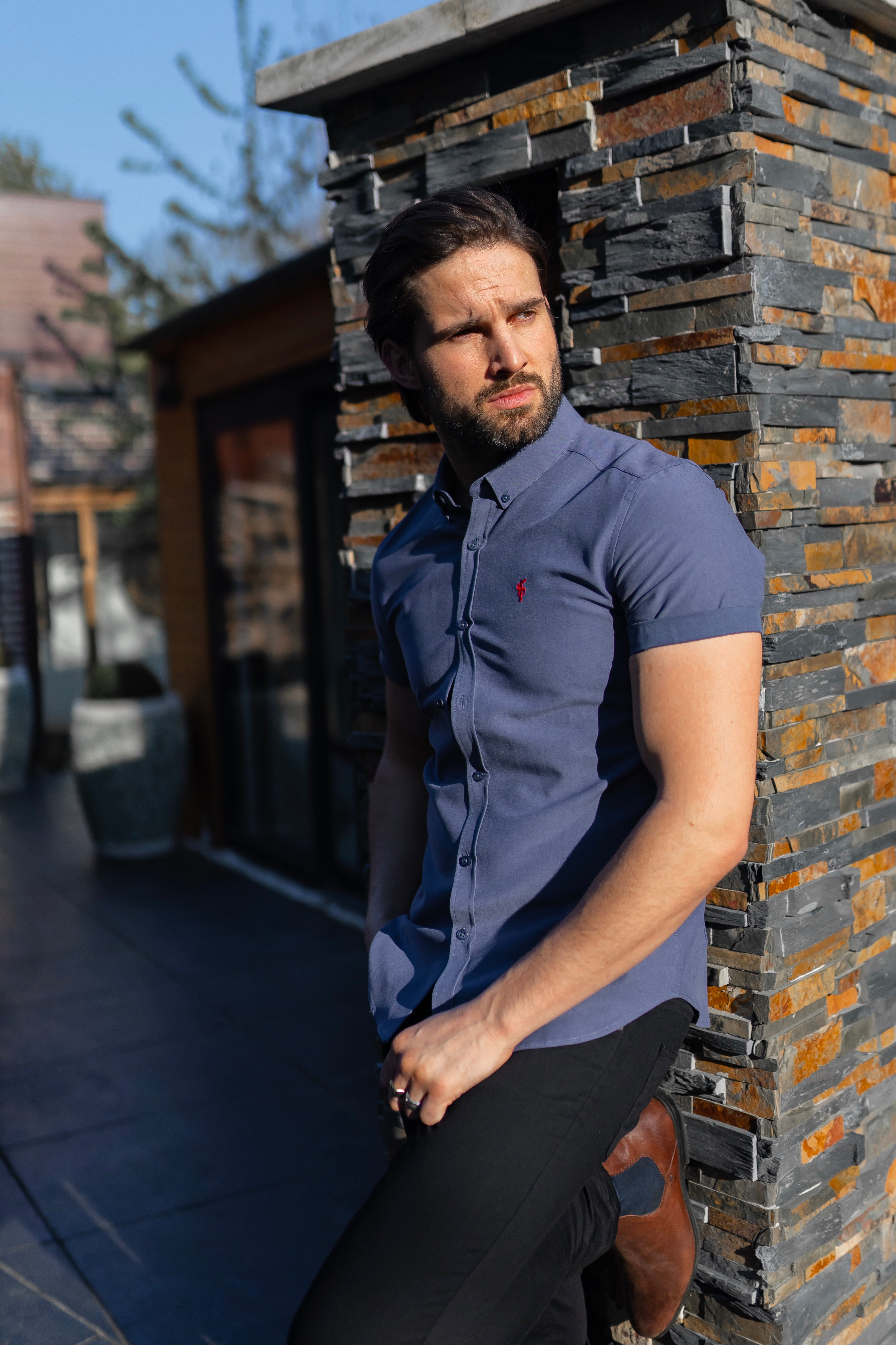 Classic Blue Lyocell Short Sleeve (Red Emblem) - FS470 (LAST CHANCE)