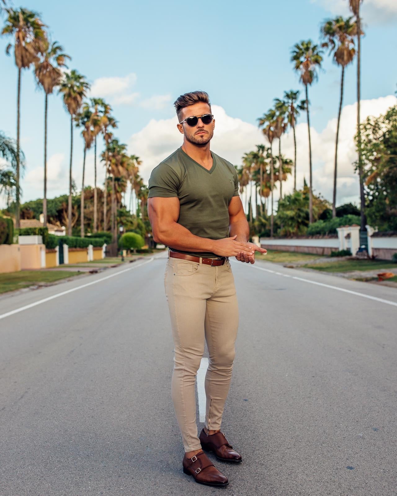 Classic Beige V Neck