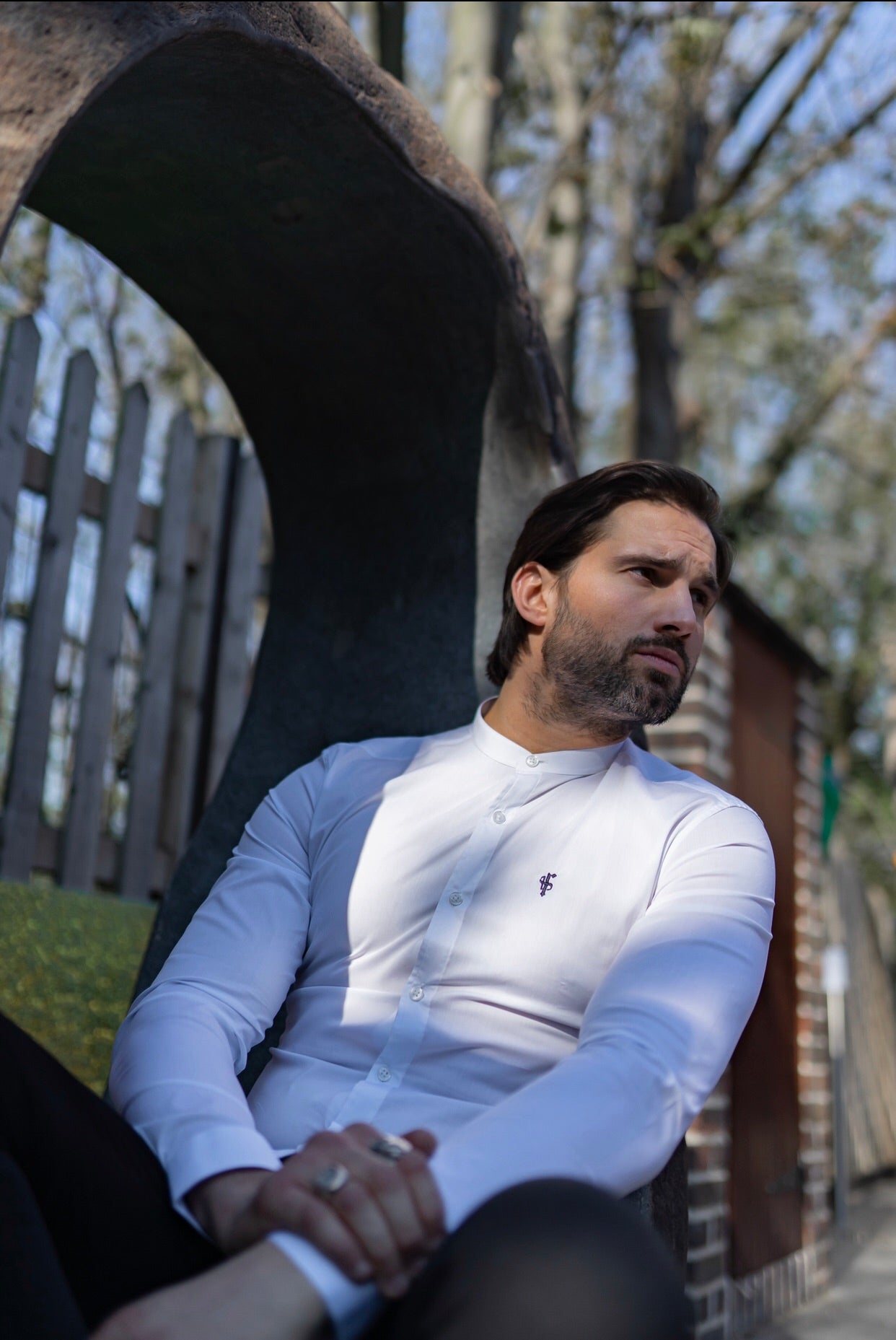 Super Slim Stretch Classic White Grandad Collar - FS170