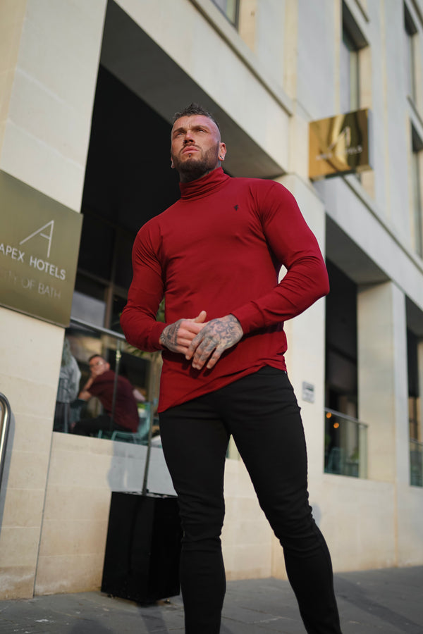Father Sons Classic Oxblood Stretch Roll Neck  - FSH304
