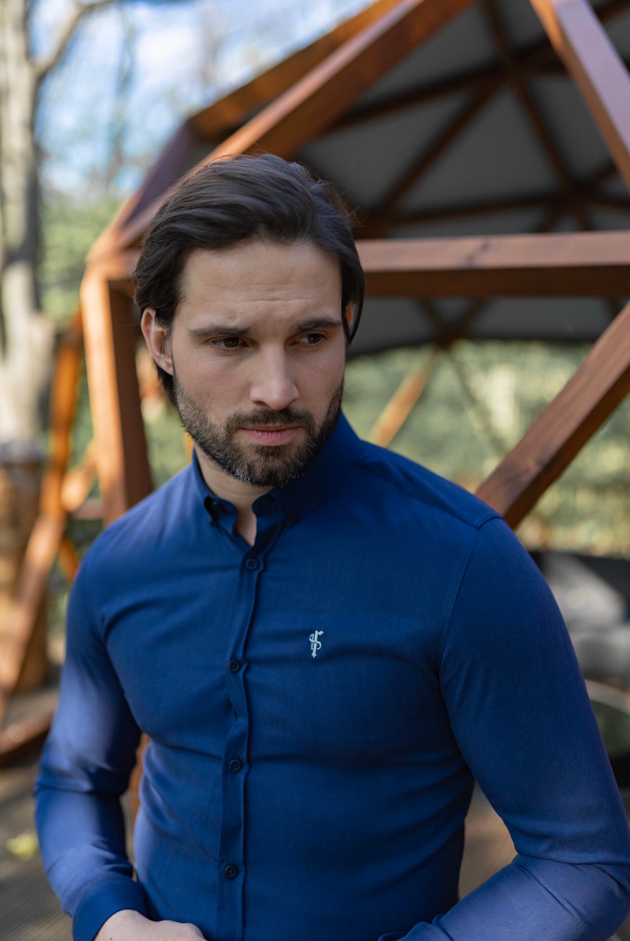 Classic Navy Lyocell Long Sleeve (Blue Emblem) - FS467