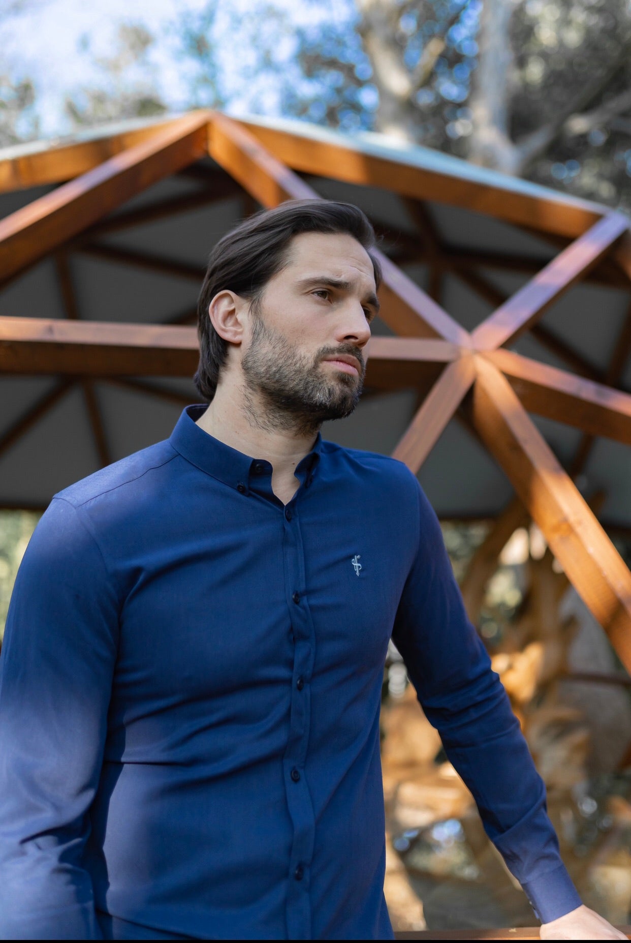 Classic Navy Lyocell Long Sleeve (Blue Emblem) - FS467