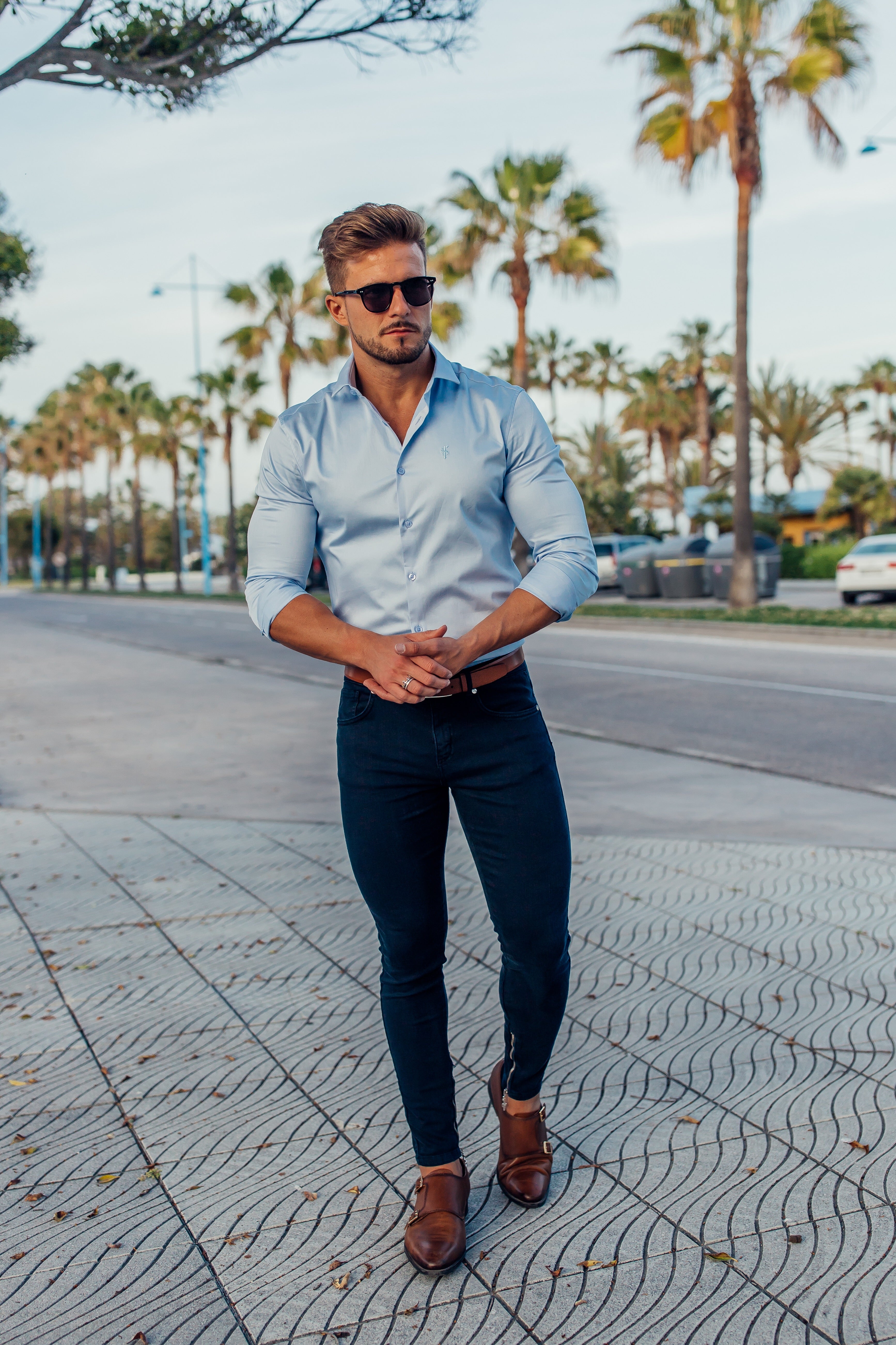 Slim Sateen Classic Light Blue Long Sleeve - FS551