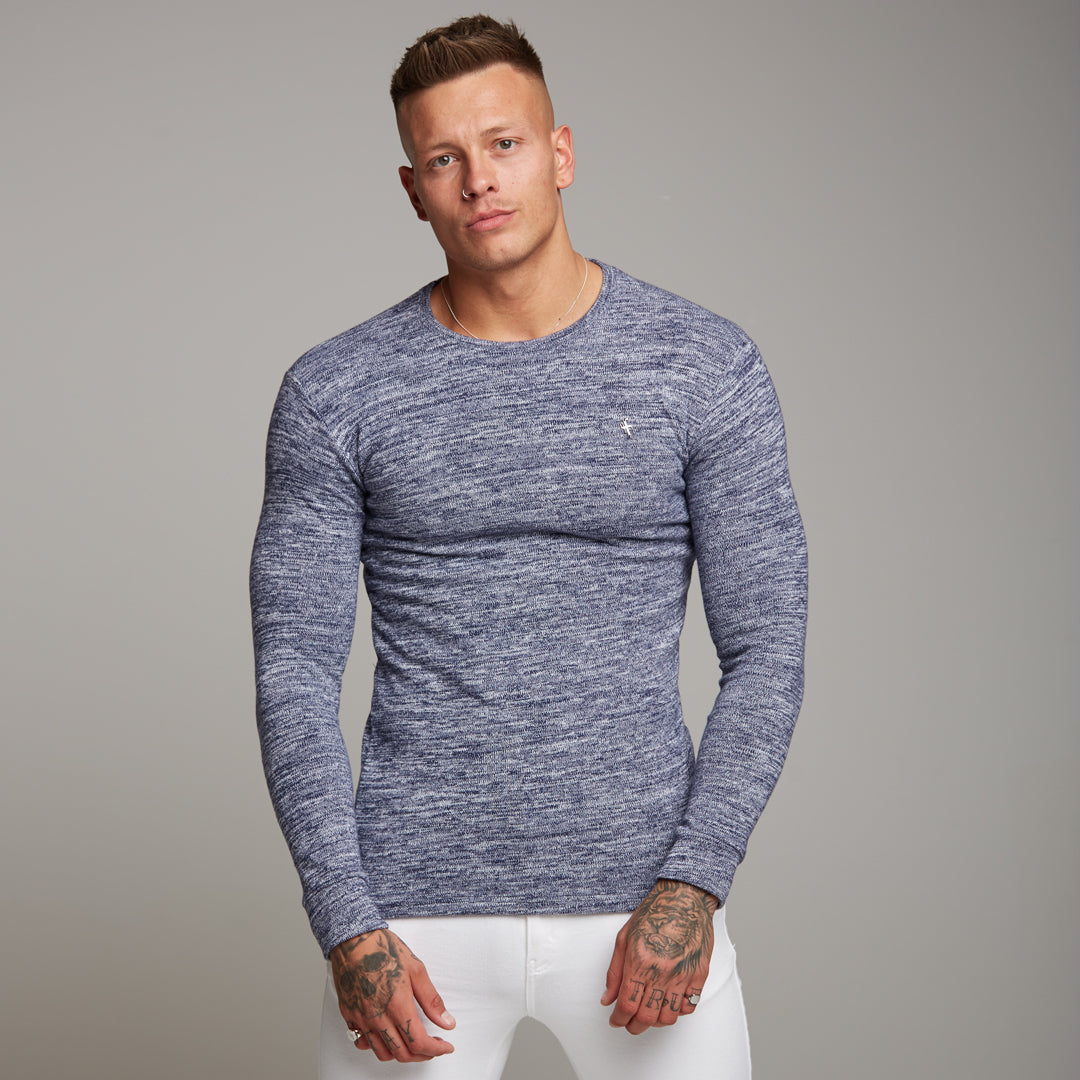 Classic Blue/White Two Tone Super Slim Jumper - FSH155