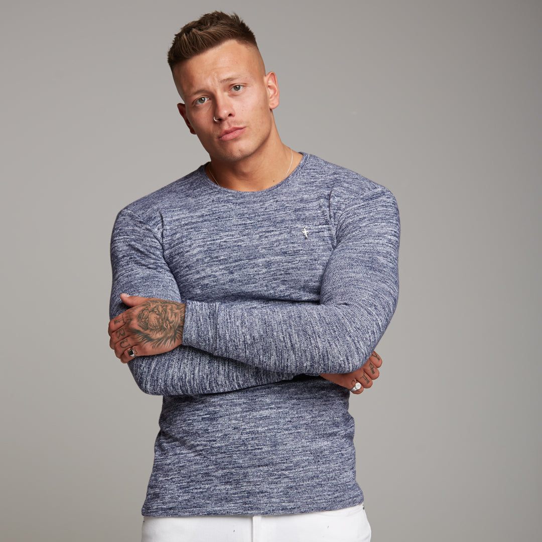 Classic Blue/White Two Tone Super Slim Jumper - FSH155