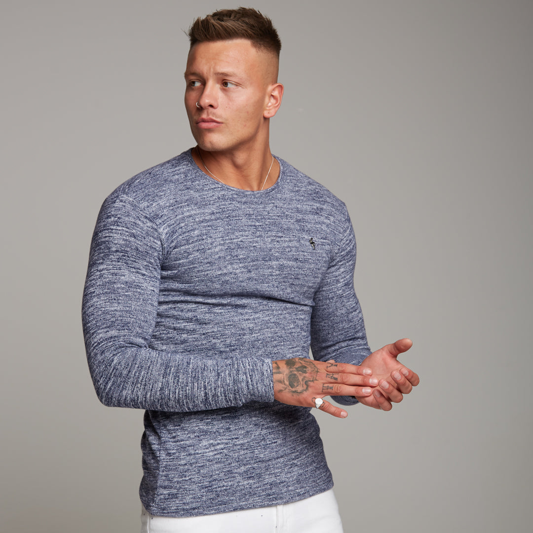 Classic Blue/White Two Tone Super Slim Jumper - FSH155
