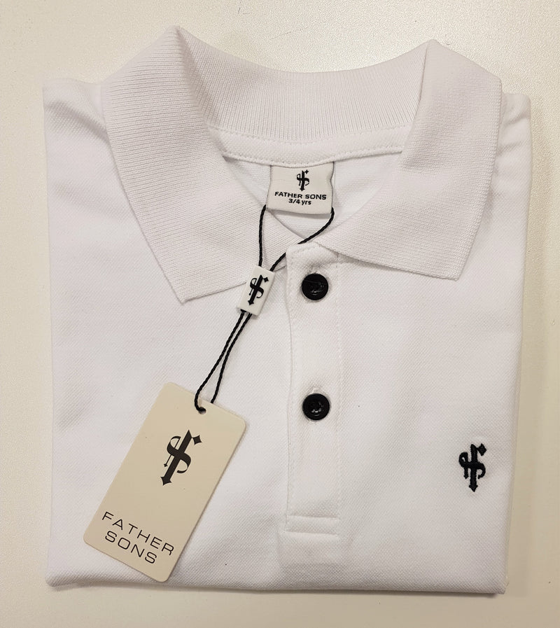 Father Sons Boys Classic White Polo Shirt - FSB021 (LAST CHANCE)